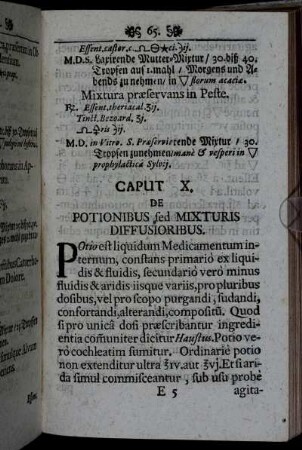 Caput X. De potionibus fed mixturis diffusioribus.