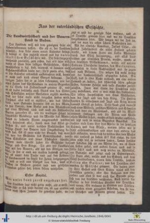II. Die Landwirtschaft und der Bauernstand in Baden.