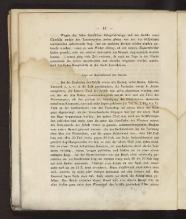 Lage der Beschaffenheit des Wracks