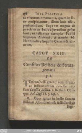 Caput XXIII. De Consiliis Bellicis & Stratagematis.
