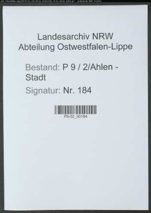 Sterberegister Standesamt Ahlen-Stadt