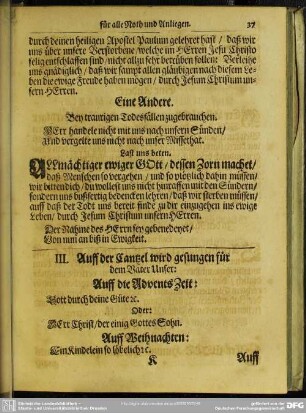 III. Auff der Cantzel wird gesungen für dem Vater Unser
