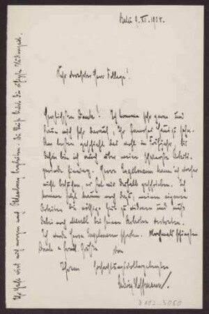 Schreiben an Hermann Muthesius (Brief)