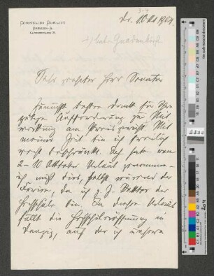 Brief an Werner von Melle