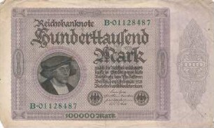 Zahlungsmittel / Reichsbanknote / Hunderttausend Mark