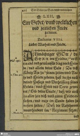LXII. Ein Gebet zu Gott, umb weltlichen und zeitlichen Friede zu bitten