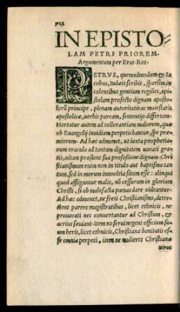 In Epistolam Petri Priorem Argumentum per Eras. Rot.