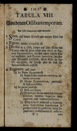 Tabula VIII. Von denen Ossibustemporum.