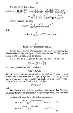 § 5. Beweis des Wimanschen Satzes.