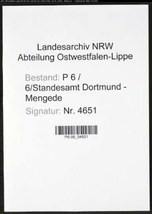 Heiratsregister Standesamt Dortmund-Mengede (XIII)