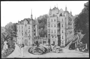 Marienbad. Schloss Balmoral und Osborne : Marienbad. Schloss Balmoral und Osborne. Bemalte Fotografie zur Herstellung von Ansichtspostkarten
