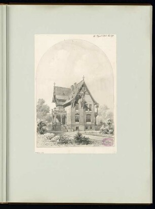 Ländliches Wohnhaus, Berlin-Lichterfelde Monatskonkurrenz April 1881: Perspektivische Ansicht