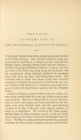 Preface to volume XVIII. of the Statistical account of Bengal