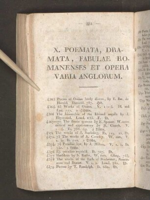 X. Poemata, Dramata, Fabulae Romanenses Et Opera Varia Anglorum.