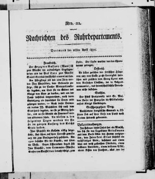 Nachrichten des Ruhrdepartements