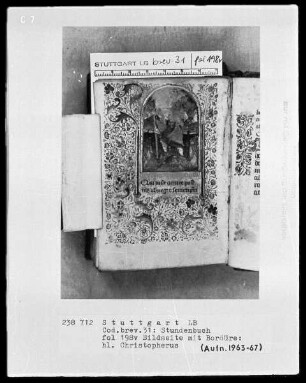 Lateinisch-französisches Stundenbuch — Heiliger Christophorus, Folio 198verso