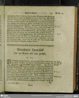 Vierzehentes Hauptstück von der Aernte und dem Herbste
