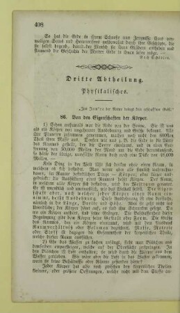 Dritte Abtheilung. Physikalisches