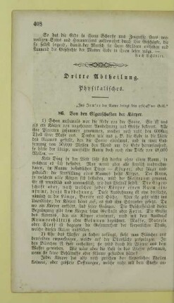 Dritte Abtheilung. Physikalisches