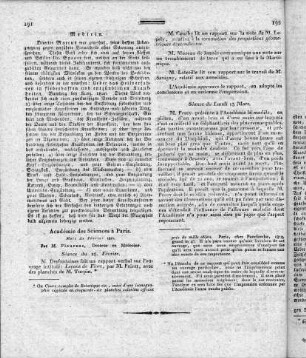 Académie des Sciences à Paris : Séance du 28. Février, Séance du Lundi 13 Mars