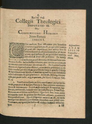 Disputatio IX. De Conversione Hominis Non-Renati.