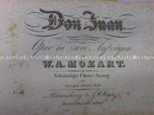 Don Juan. Oper in zwei Aufzügen von Wolfgang Amadeus Mozart
