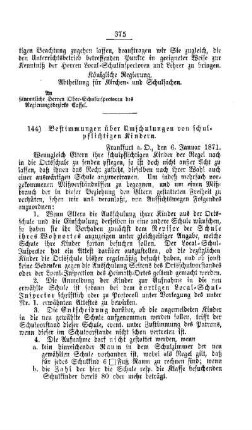 Bestimmungen über Umschulungen von Schulpflichtigen Kindern : [V. Elementarschulwesen]