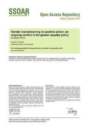 Gender mainstreaming vs positive action: an ongoing conflict in EU gender equality policy