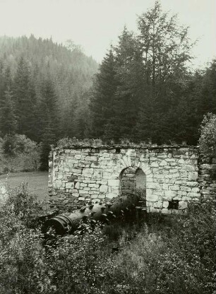 Antonsthal, Ruine des Pochwerks der Grube "Unverhofft Glück an der Achte" mit Pochstempelwelle