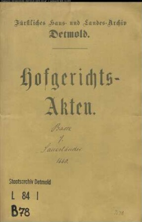 Basse, Fritz gegen Stadt Blomberg bzw. Gottschalk Sauerländer - Beleidigung
