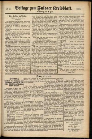 Zweite Ausgabe vom Dienstag, den 04. Juli 1899.