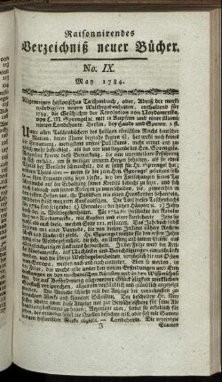 No. IX. May 1784.