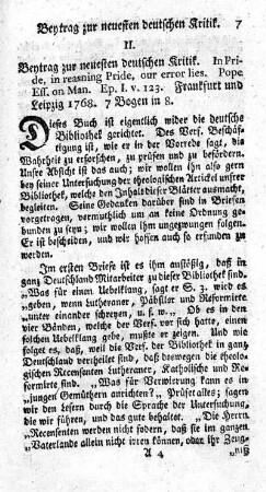 Beytrag zur neuesten deutschen Kritik.