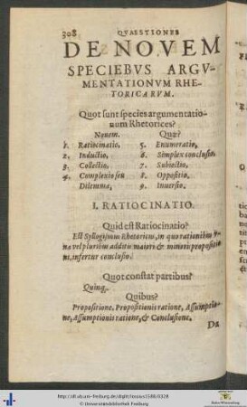 Quaestiones De Novem Speciebus Argumentationum Rhetoricarum