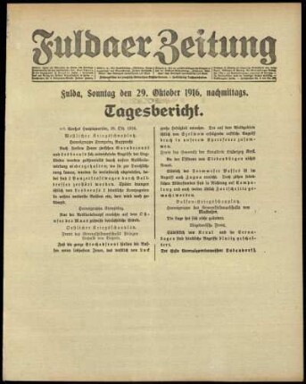 Ausgabe vom Sonntag, den 29. Oktober 1916.