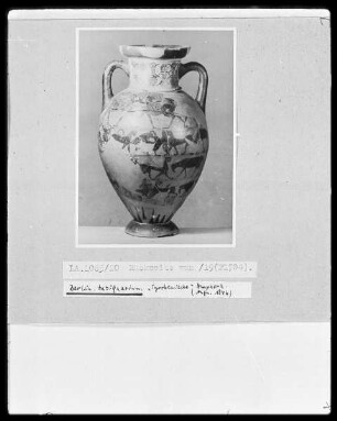 Tyrrhenische Amphora (Namensvase) — Kampfszene