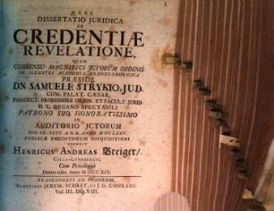 Diss. iur. de credentiae revelatione