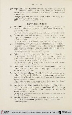 Gravures Suisses (Nr. 46-82)
