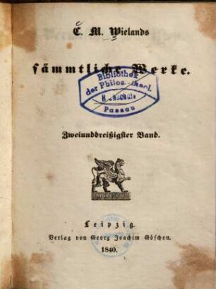 C.M. Wielands Sämmtliche Werke, 32. Vermischte Schriften