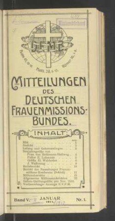 Nr. 1. Januar 1911