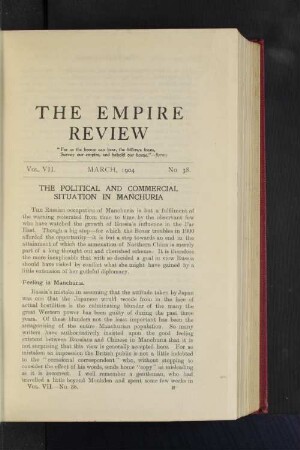 The Political and Commercial Situation in Manchuria.