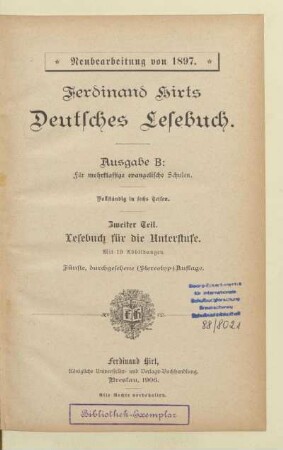 Teil 2, [Schülerband]: Lesebuch für die Unterstufe : mit 19 Abbildungen