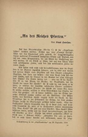 "An des Reiches Pforten"