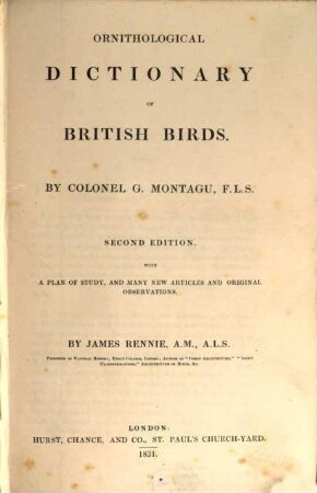 Ornithological Dictionary of British Birds