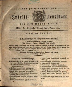 Königlich Bayerisches Intelligenzblatt für den Rezat-Kreis. 1828