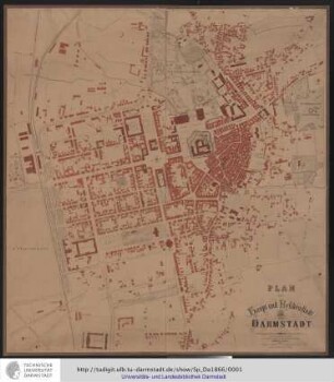 Plan der Haupt- und Residenzstadt Darmstadt.