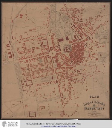 Plan der Haupt- und Residenzstadt Darmstadt.