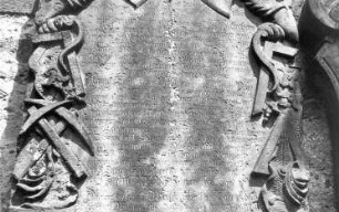 Kamenz. Grabstein des Müllers Freudenberg an der Hauptkirche, Detail