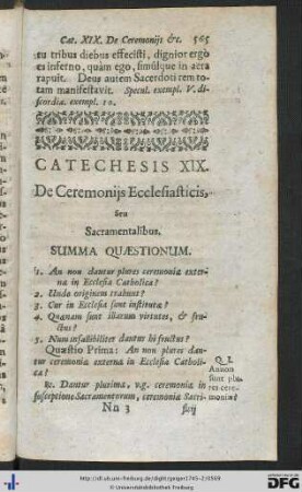 Catechesis XIX. De Ceremoniis Ecclesiasticis, seu Sacramentalibus.