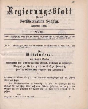Nr. 83: Nachtrag zum Gesetz über die Schonzeit des Wildes vom 19. April 1876